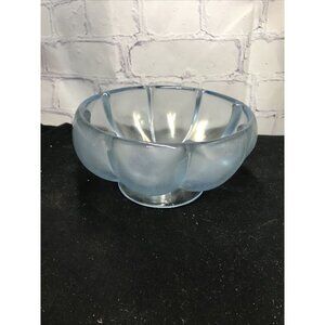 1980's Vintage Fenton Velva blue stretch Glass Iridescent Melon Bowl light blue